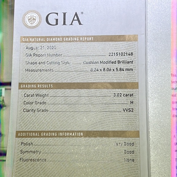 GIA 5.38 Diamond ring with 3.02 carat center stone - Picture 4 of 12